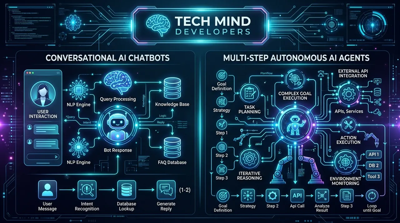 AI Agent vs AI Chatbot: Key Differences and Why Your Business Needs Autonomous AI Agents in 2026 - Tech Mind Developers